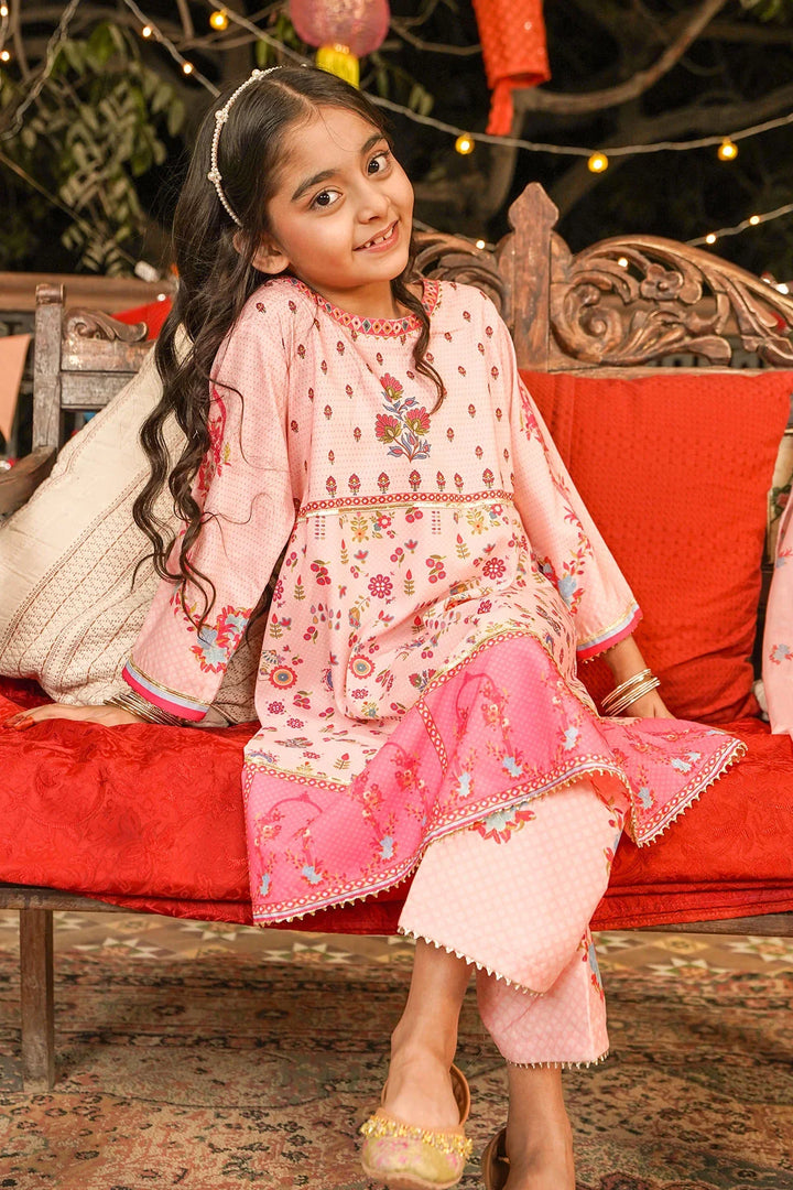 Poly Lawn Digital Printed Peach Stitched Suit - Ochre