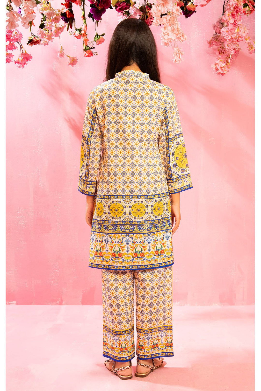 Swiss Lawn Digital Printed Beige Stitched Suit - Ochre
