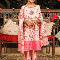 Poly Lawn Digital Printed Peach Stitched Suit - Ochre