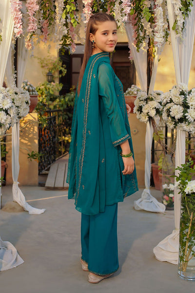 Chiffon Embroidered Green Stitched Suit - Ochre