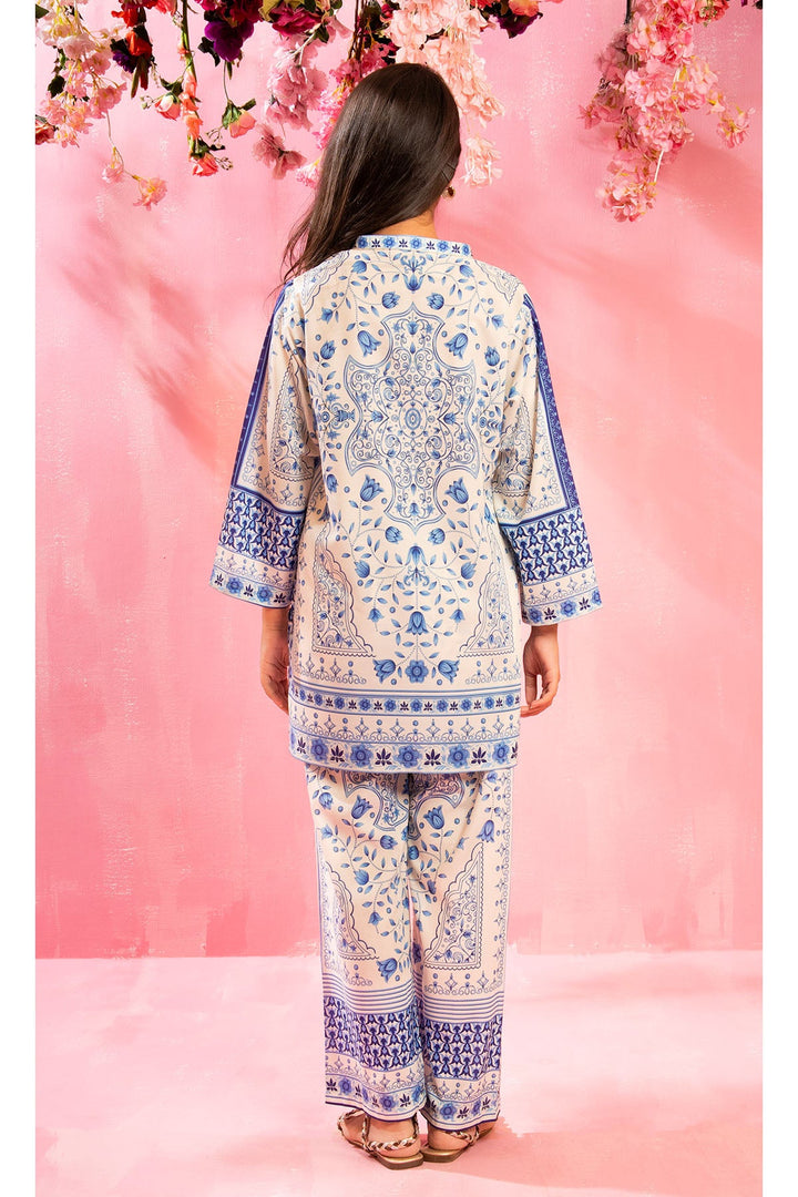 Swiss Lawn Digital Printed Off White Stitched Suit - Ochre