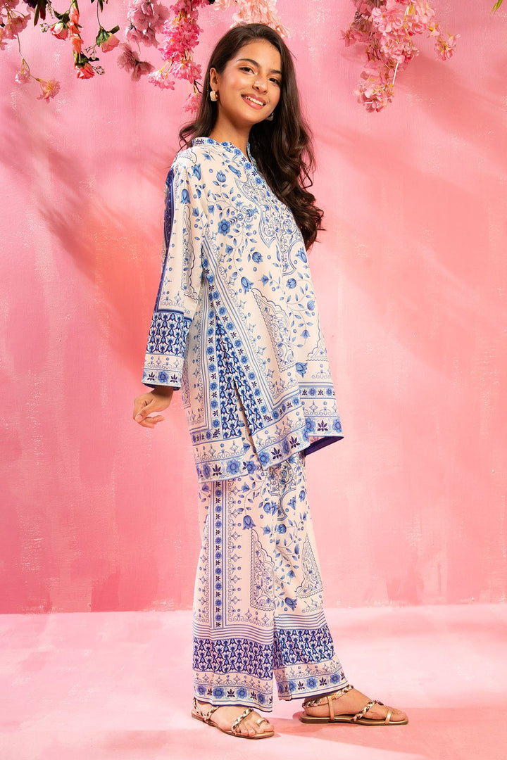 Swiss Lawn Digital Printed Off White Stitched Suit - Ochre