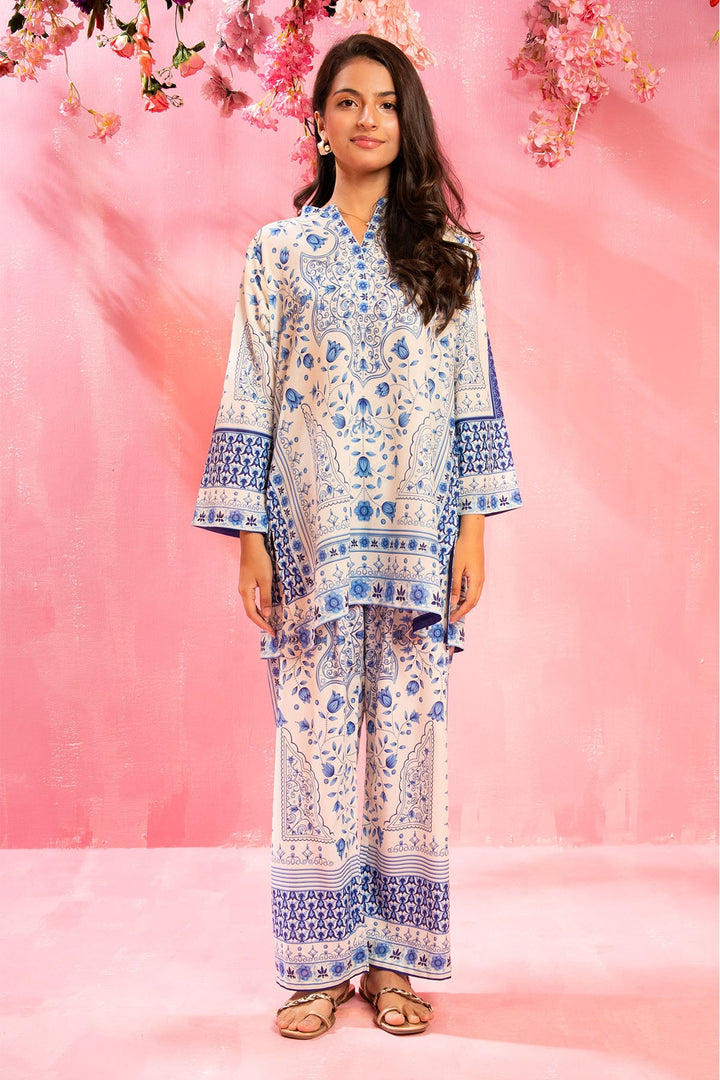 Swiss Lawn Digital Printed Off White Stitched Suit - Ochre