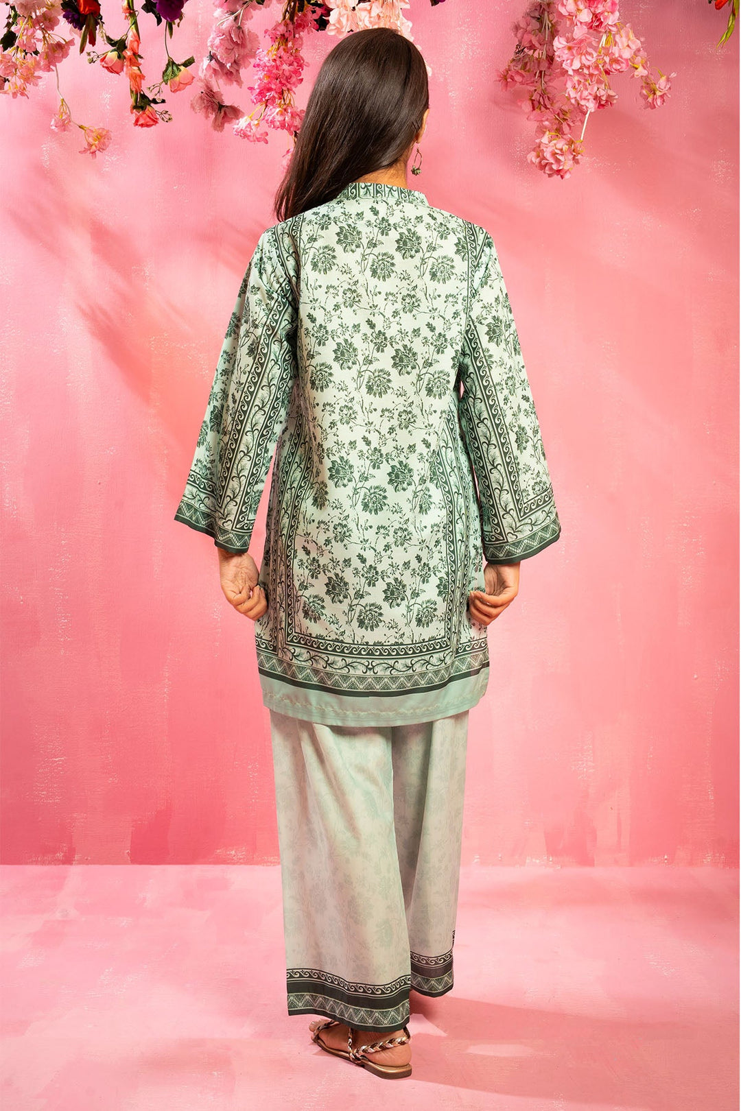 Swiss Lawn Digital Printed Light Green Stitched Suit - Ochre
