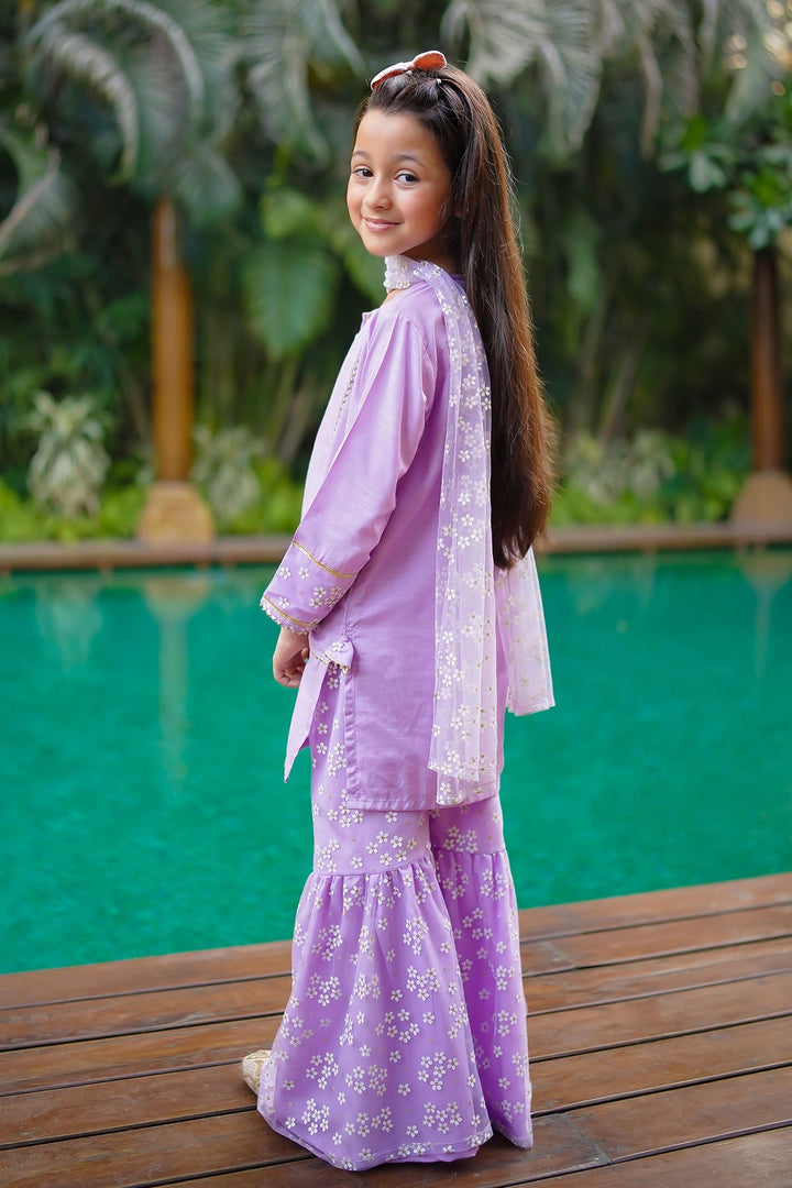 Cotton Silk Embellished Lavender Stitched Suit - Ochre