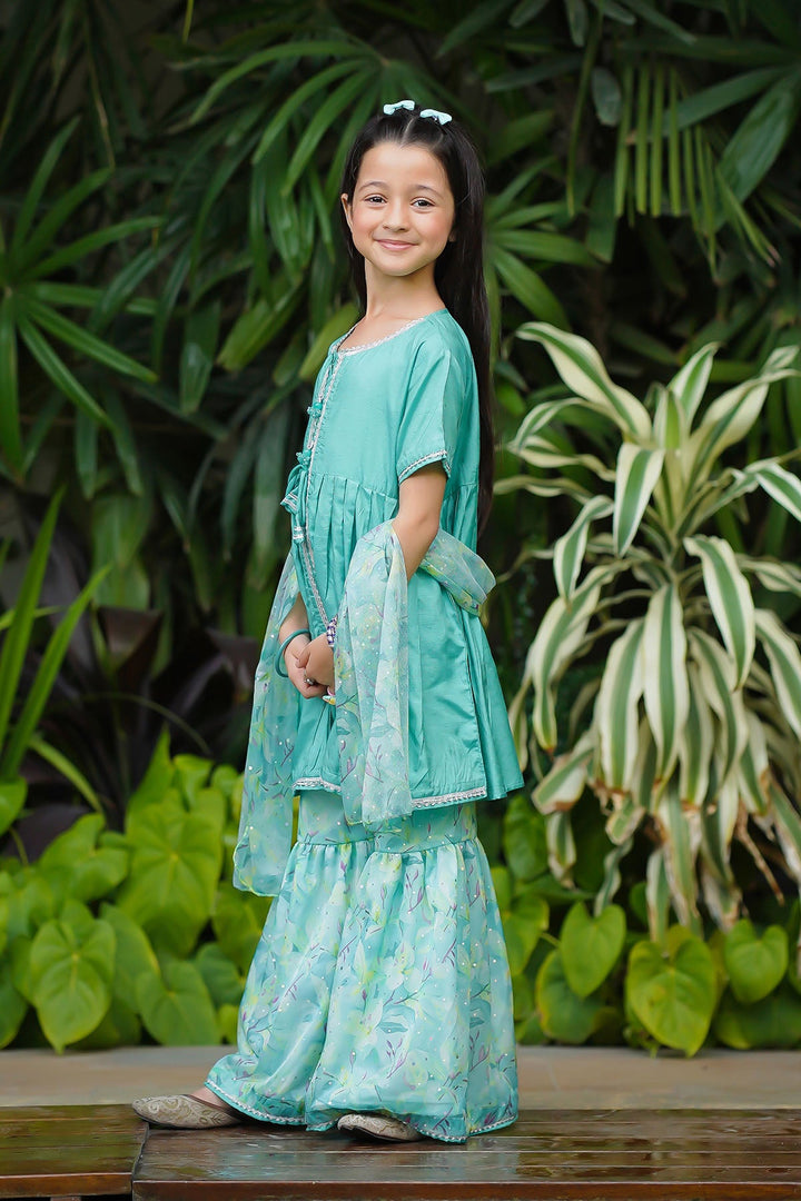 Cotton Silk Embellished Sea Green Stitched Suit - Ochre