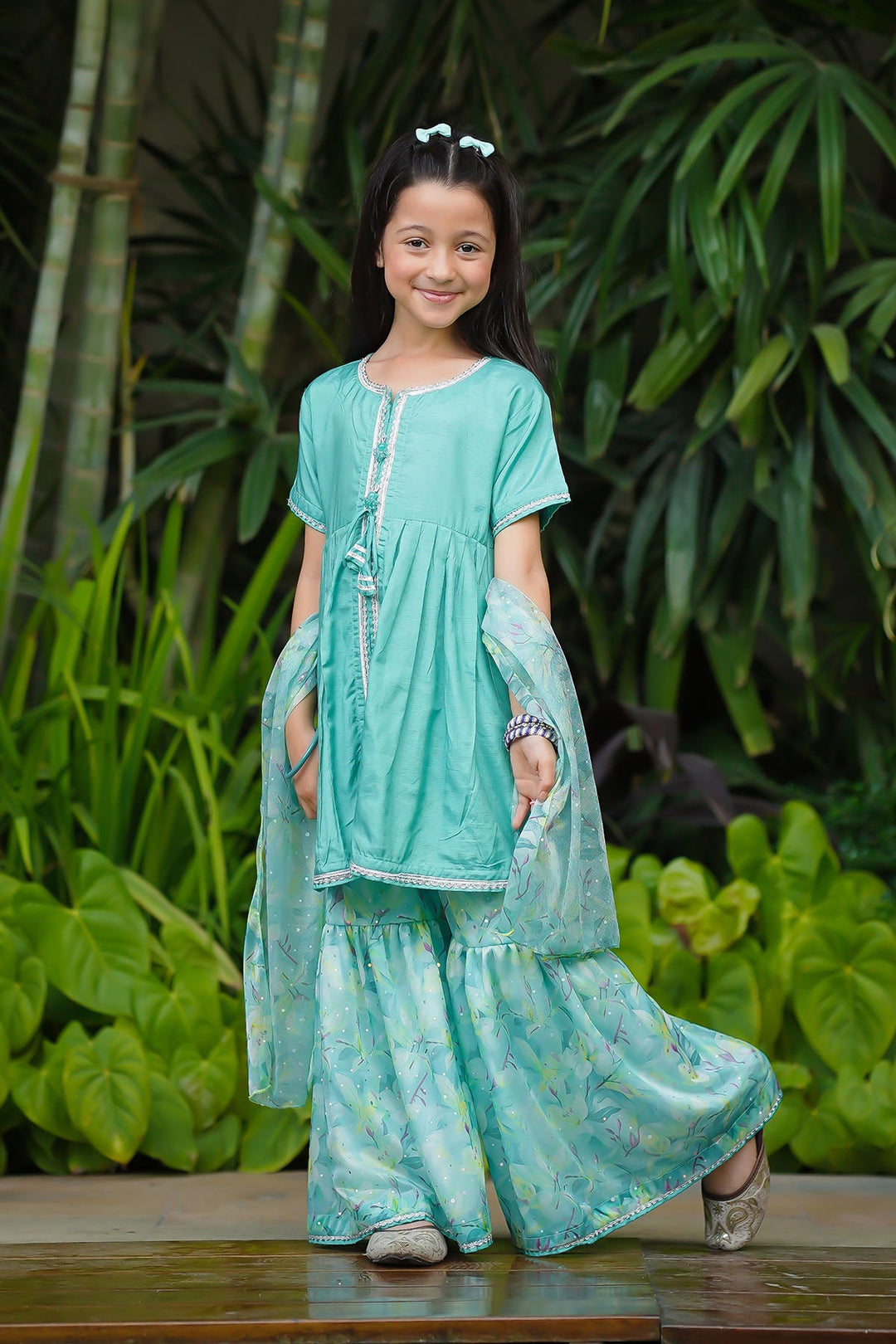 Cotton Silk Embellished Sea Green Stitched Suit - Ochre