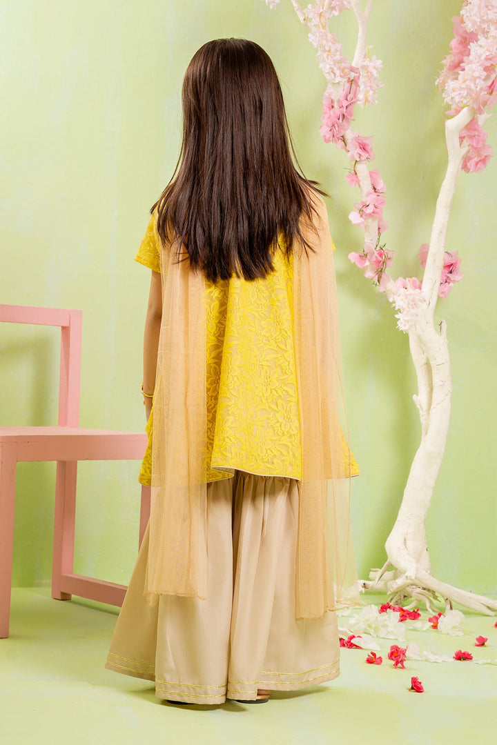 Net Yellow Stitched Suit - Ochre