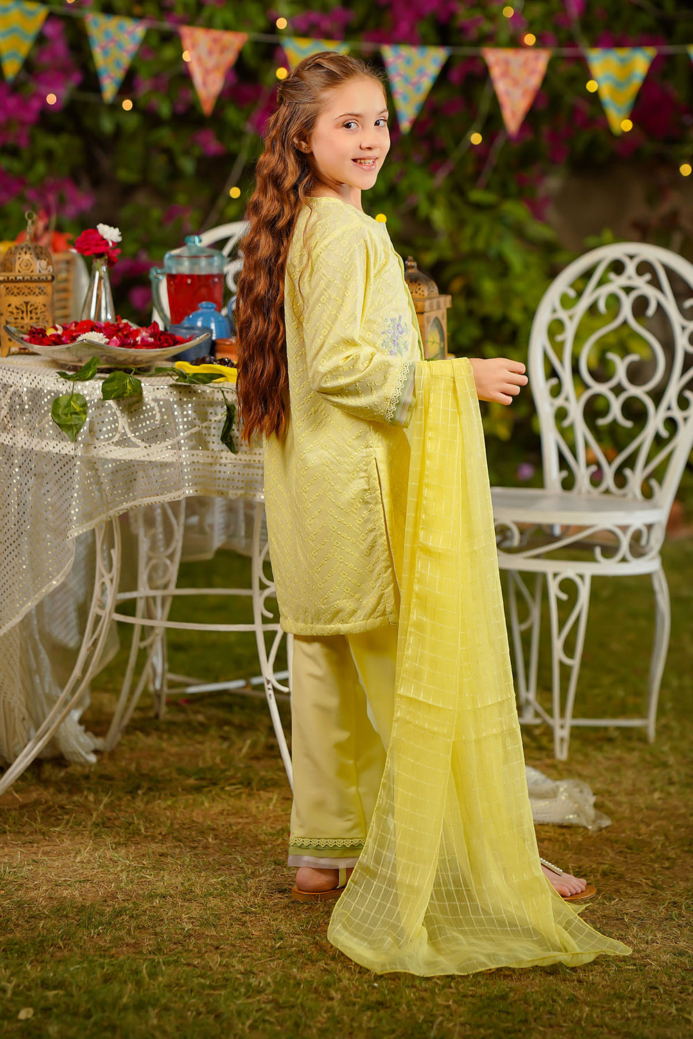 Chikankari Embroidered Lemon Stitched Suit - Ochre
