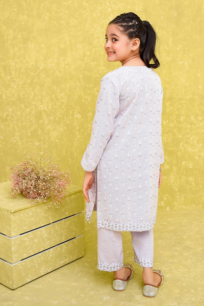 Cotton Chambray Printed Lilac Stitched Suit - Ochre