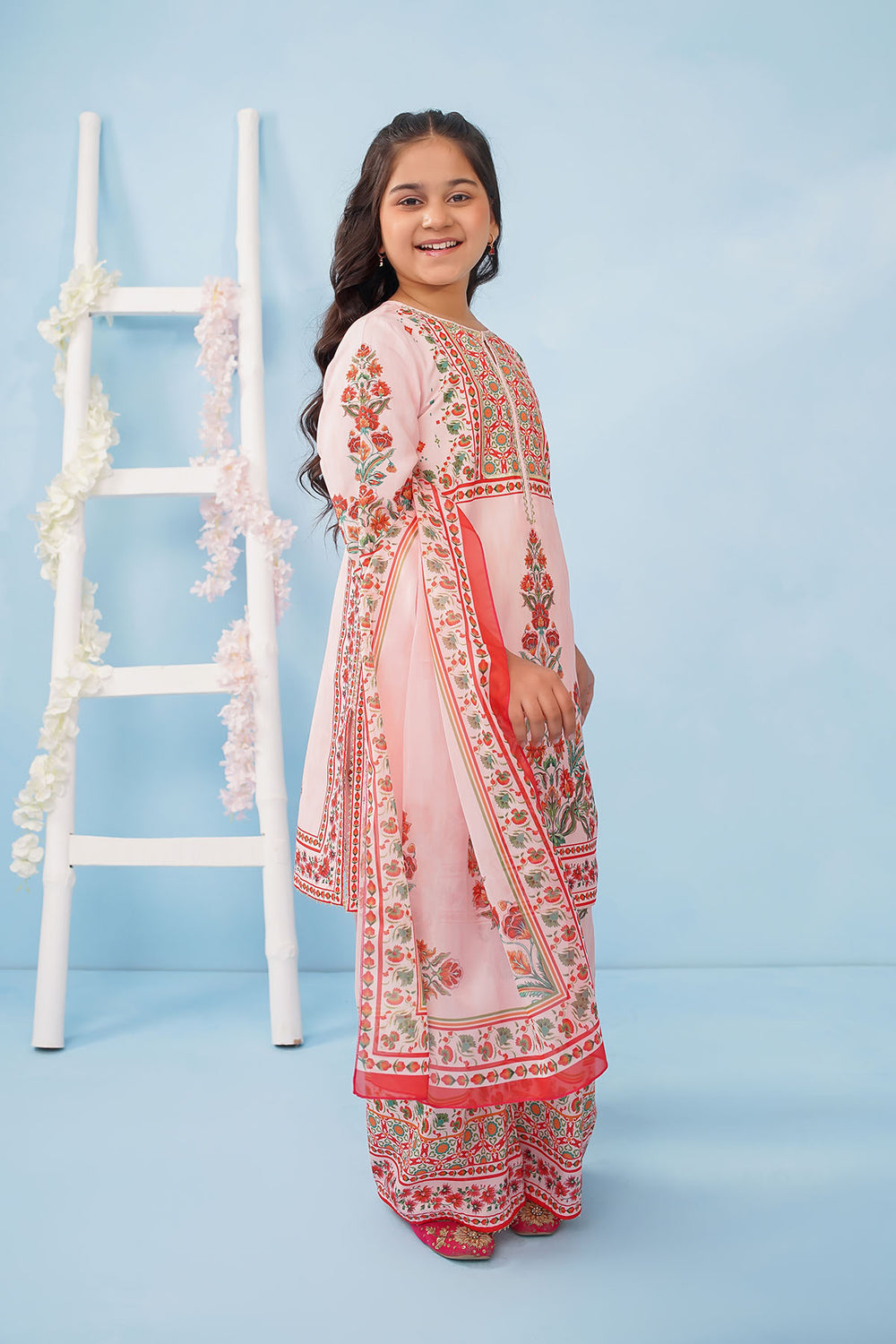 Poly Lawn Digital Printed Beige Stitched Suit - Ochre