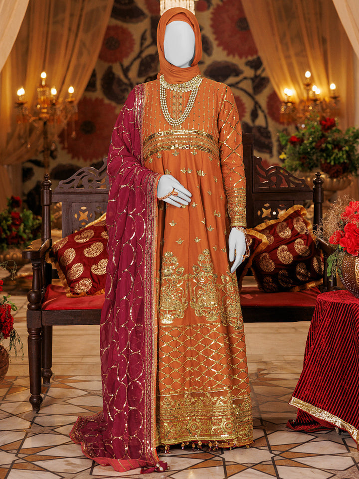Chiffon Brown Stitched Suit - J. Junaid Jamshed