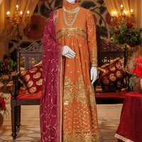 Chiffon Brown Stitched Suit - J. Junaid Jamshed