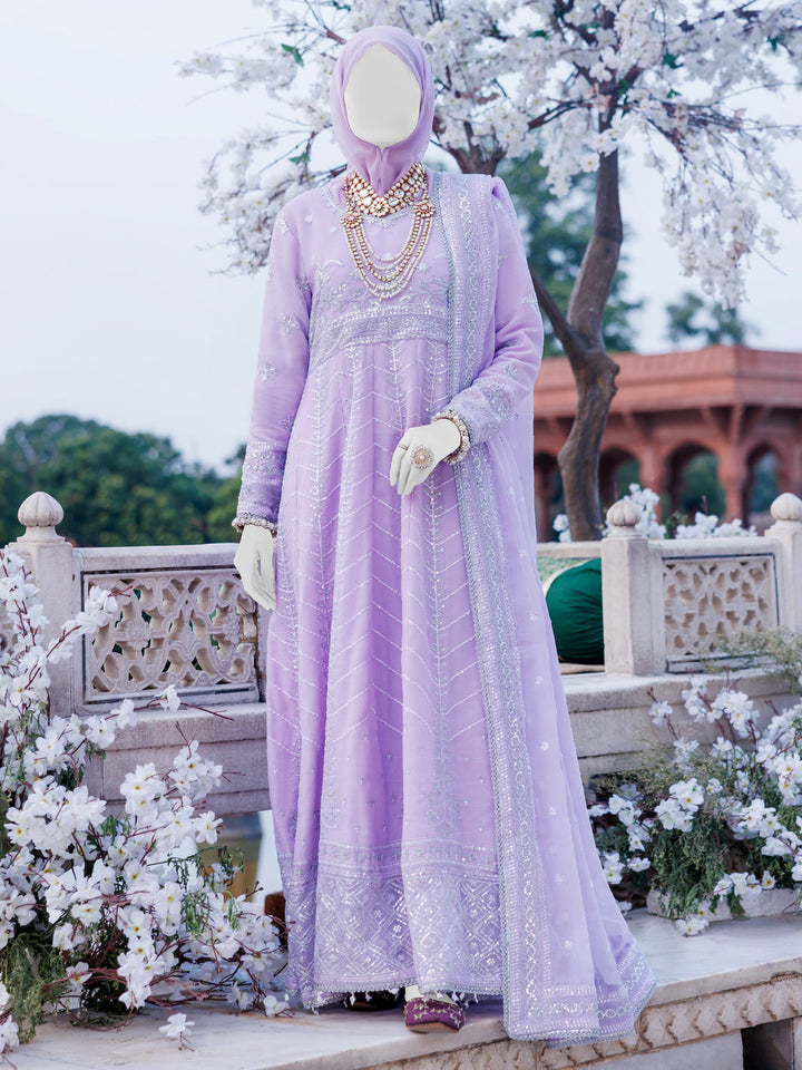 Chiffon Purple Stitched Suit - J. Junaid Jamshed