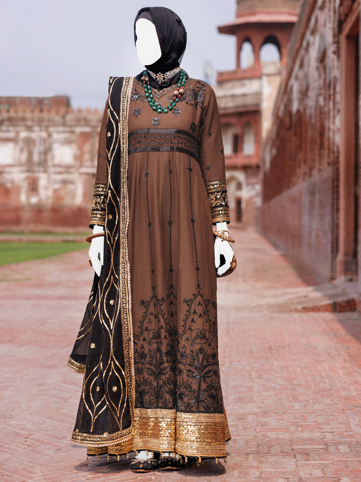 Chiffon Brown Stitched Suit - J. Junaid Jamshed