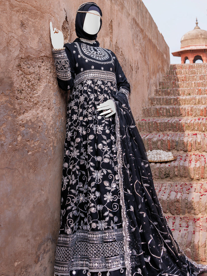 Chiffon Black Stitched Suit - J. Junaid Jamshed