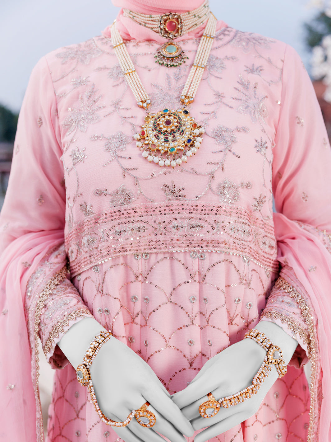 Chiffon Pink Stitched Suit - J. Junaid Jamshed