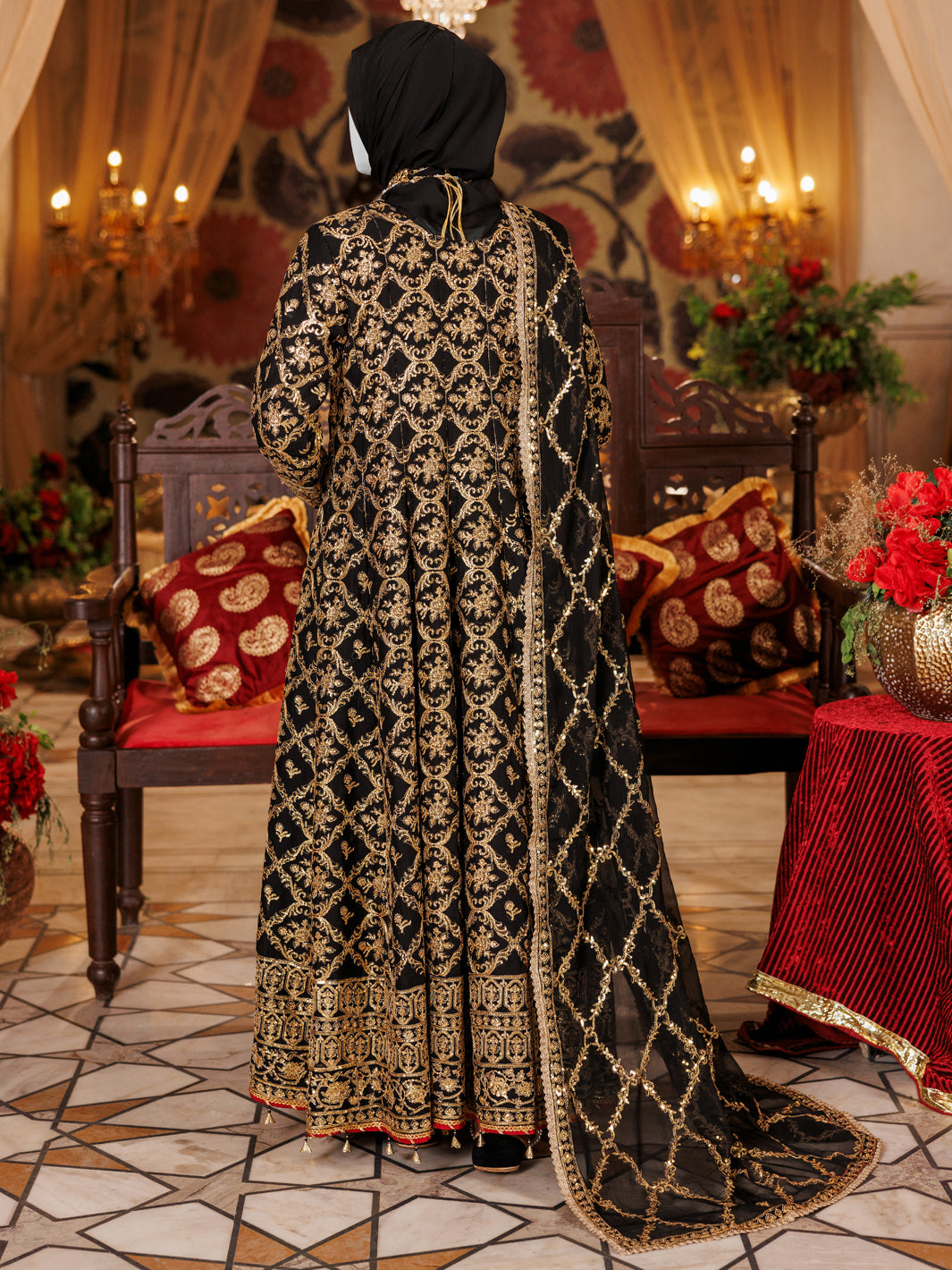 Chiffon Black Stitched Suit - J. Junaid Jamshed