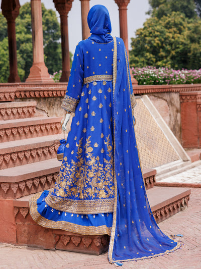 Chiffon Blue Stitched Suit - J. Junaid Jamshed