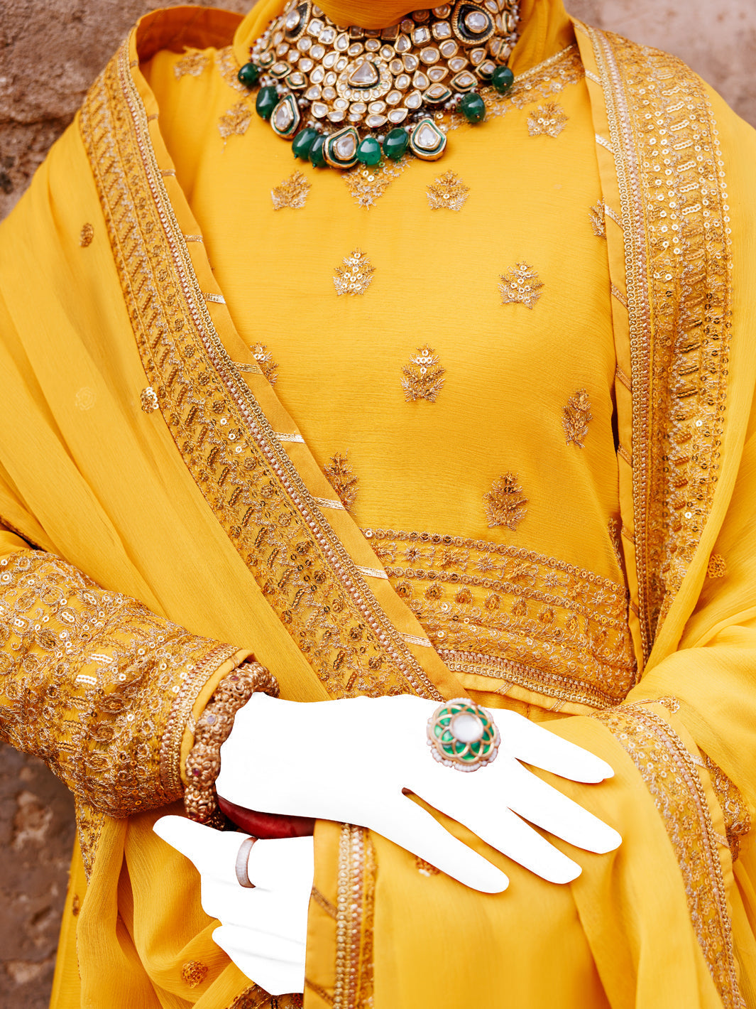 Chiffon Yellow Stitched Suit - J. Junaid Jamshed