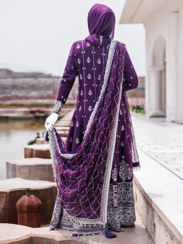 Chiffon Purple Stitched Suit - J. Junaid Jamshed