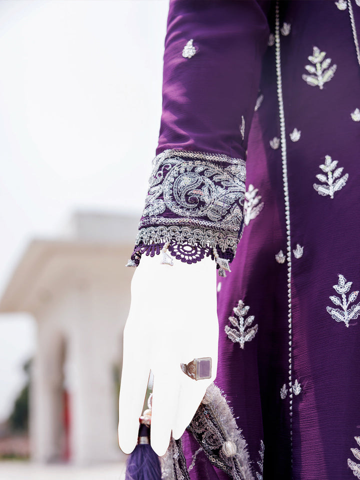 Chiffon Purple Stitched Suit - J. Junaid Jamshed