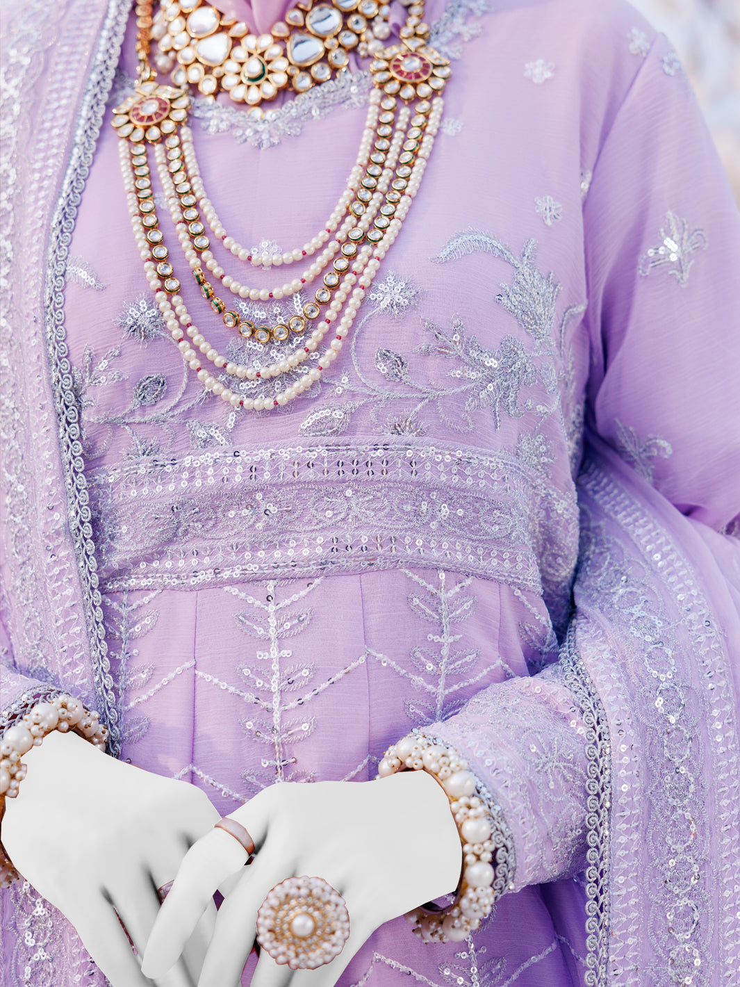 Chiffon Purple Stitched Suit - J. Junaid Jamshed