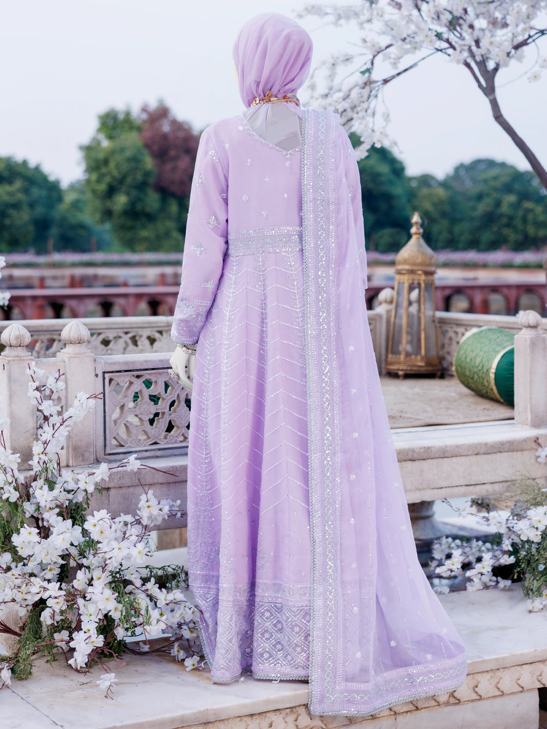 Chiffon Purple Stitched Suit - J. Junaid Jamshed