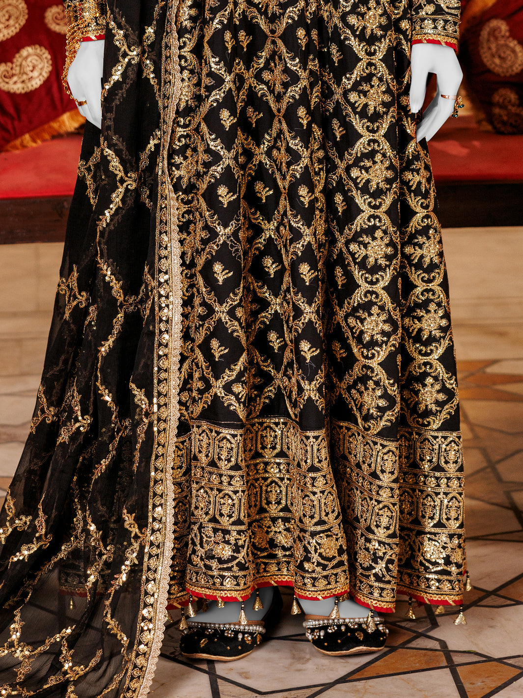 Chiffon Black Stitched Suit - J. Junaid Jamshed