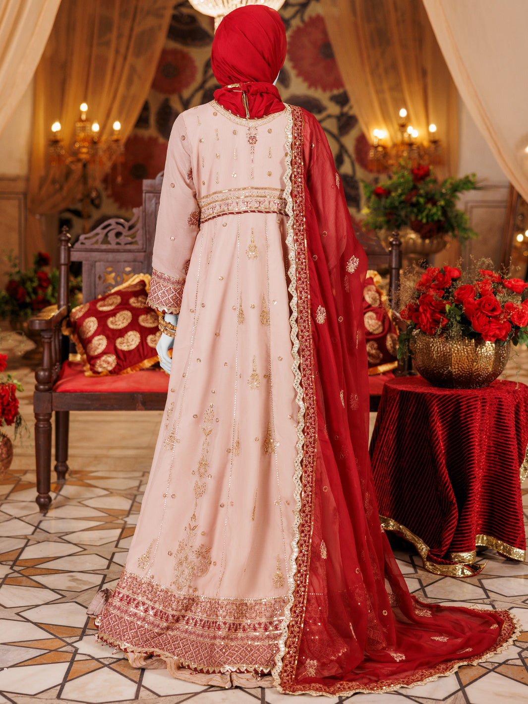 Chiffon Onion Pink Stitched Suit - J. Junaid Jamshed