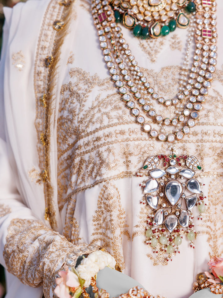 Chiffon Off White Stitched Suit - J. Junaid Jamshed