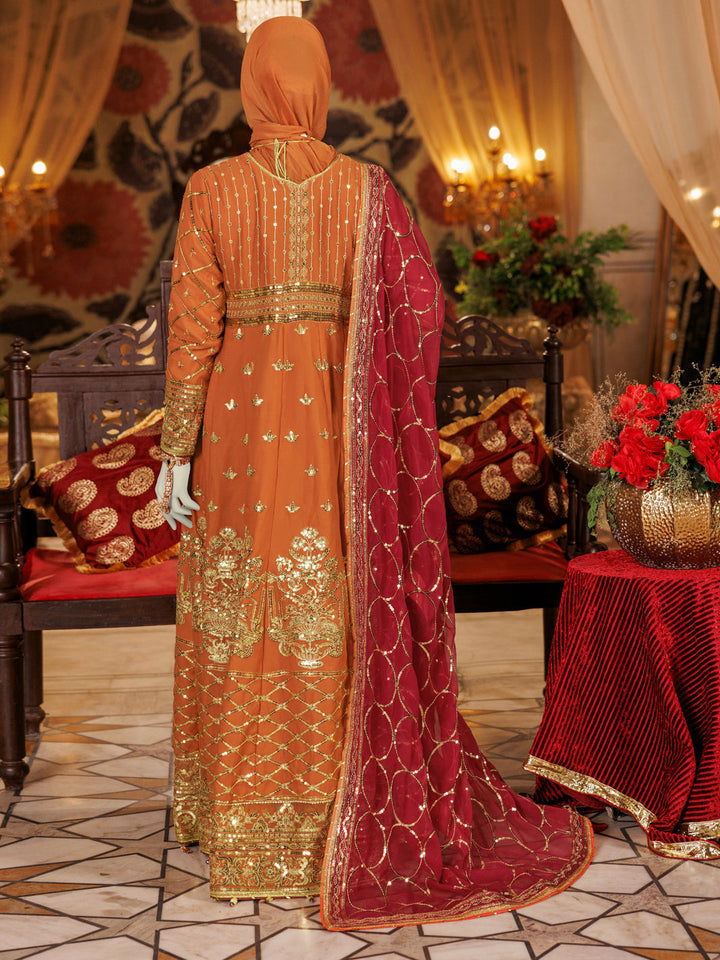 Chiffon Brown Stitched Suit - J. Junaid Jamshed
