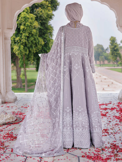 Chiffon Grey Stitched Suit - J. Junaid Jamshed