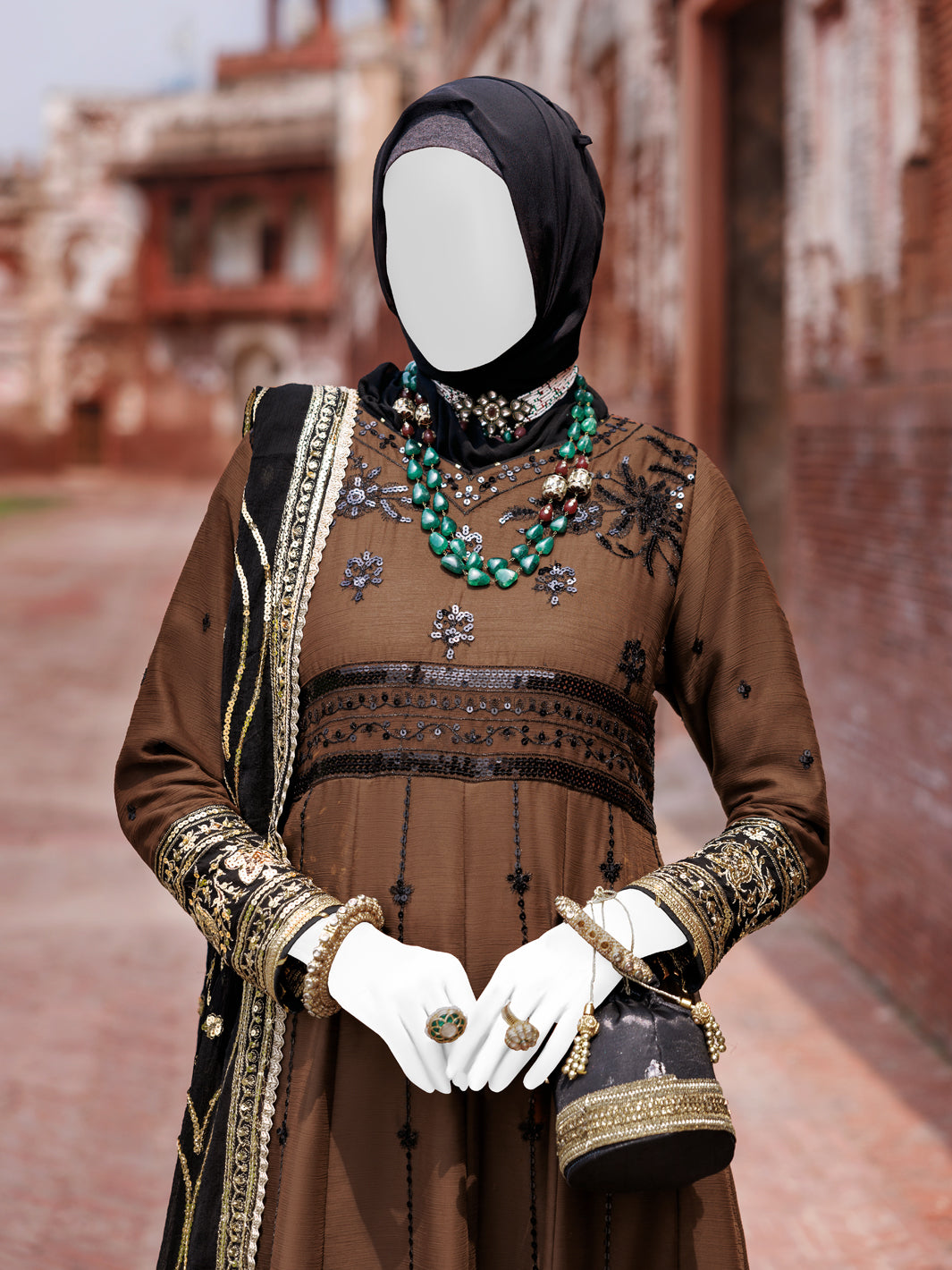 Chiffon Brown Stitched Suit - J. Junaid Jamshed
