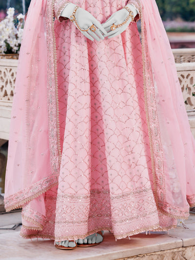 Chiffon Pink Stitched Suit - J. Junaid Jamshed