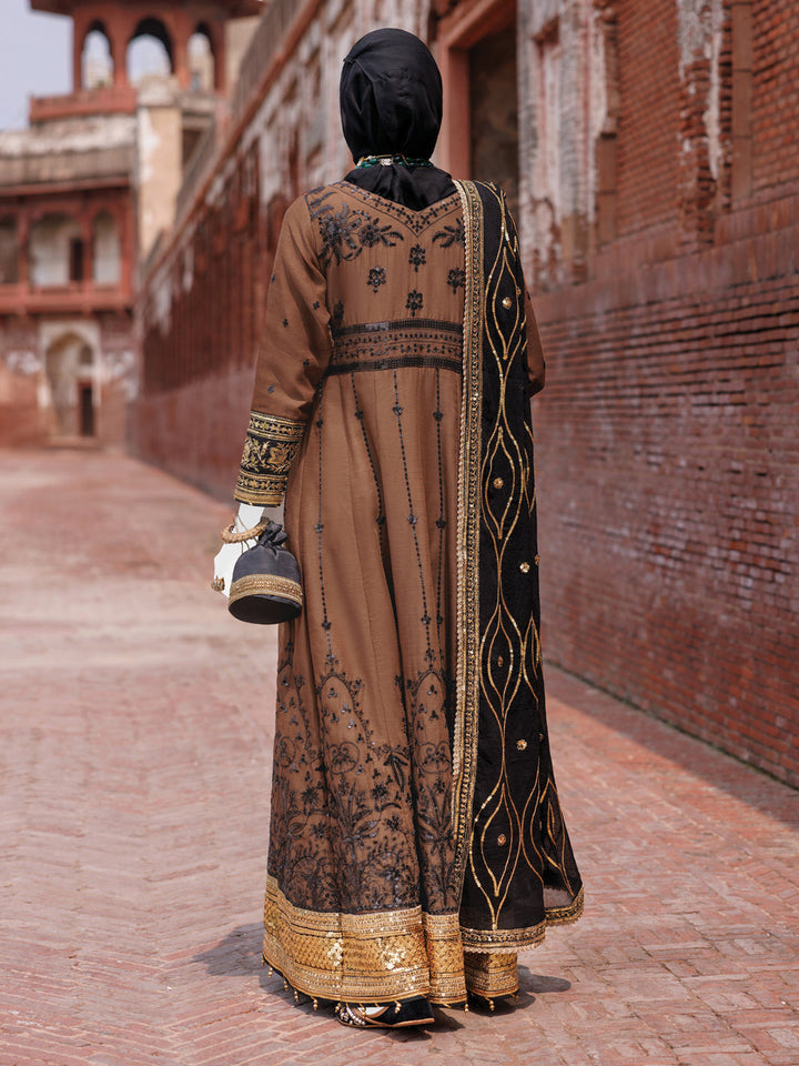 Chiffon Brown Stitched Suit - J. Junaid Jamshed