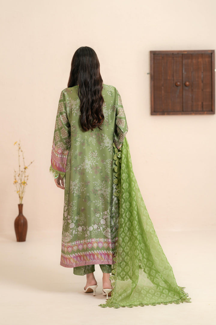 Silk Pista Green Stitched Suit - Nureh