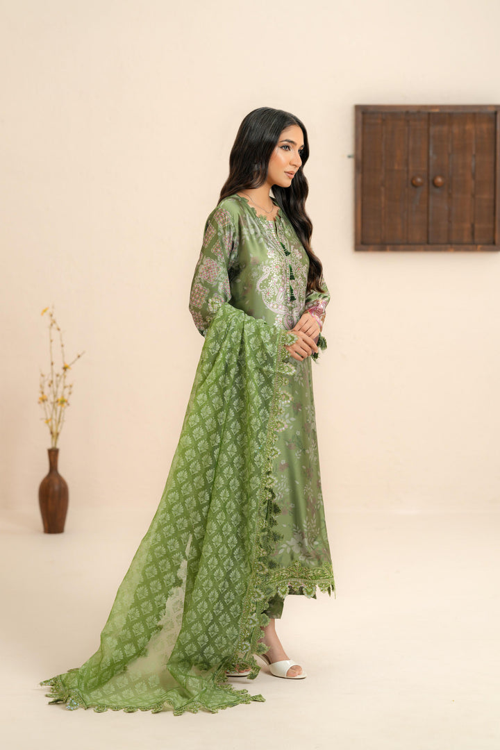 Silk Pista Green Stitched Suit - Nureh