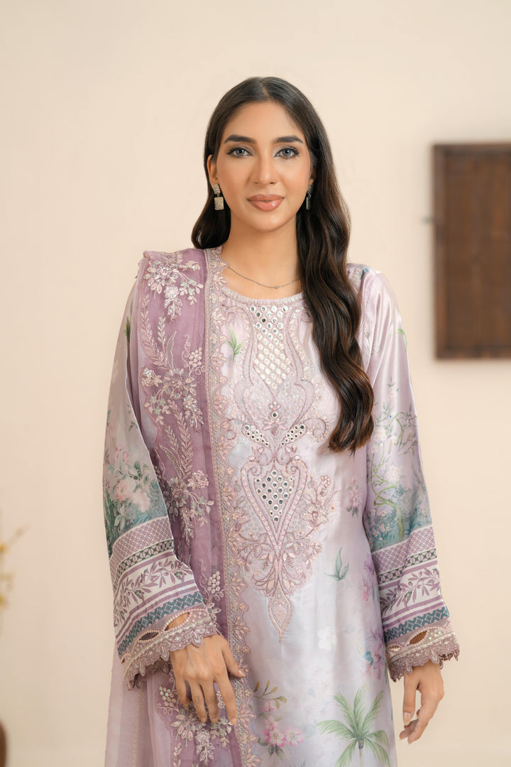 Silk Lilac Stitched Suit - Nureh