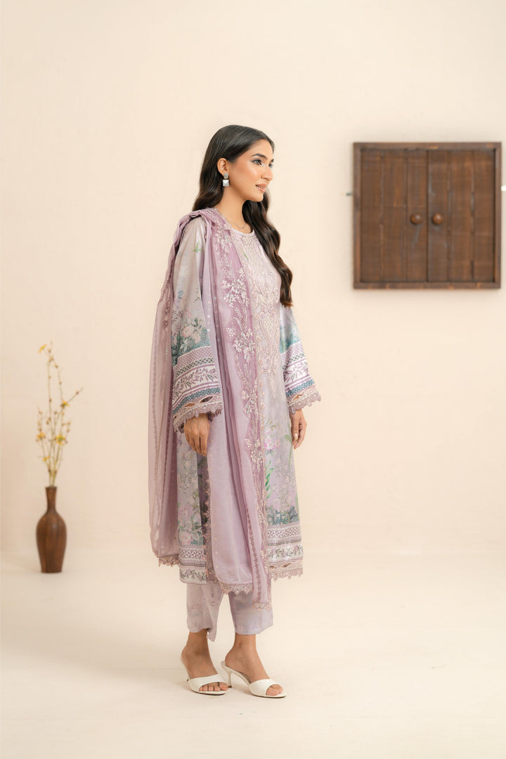 Silk Lilac Stitched Suit - Nureh