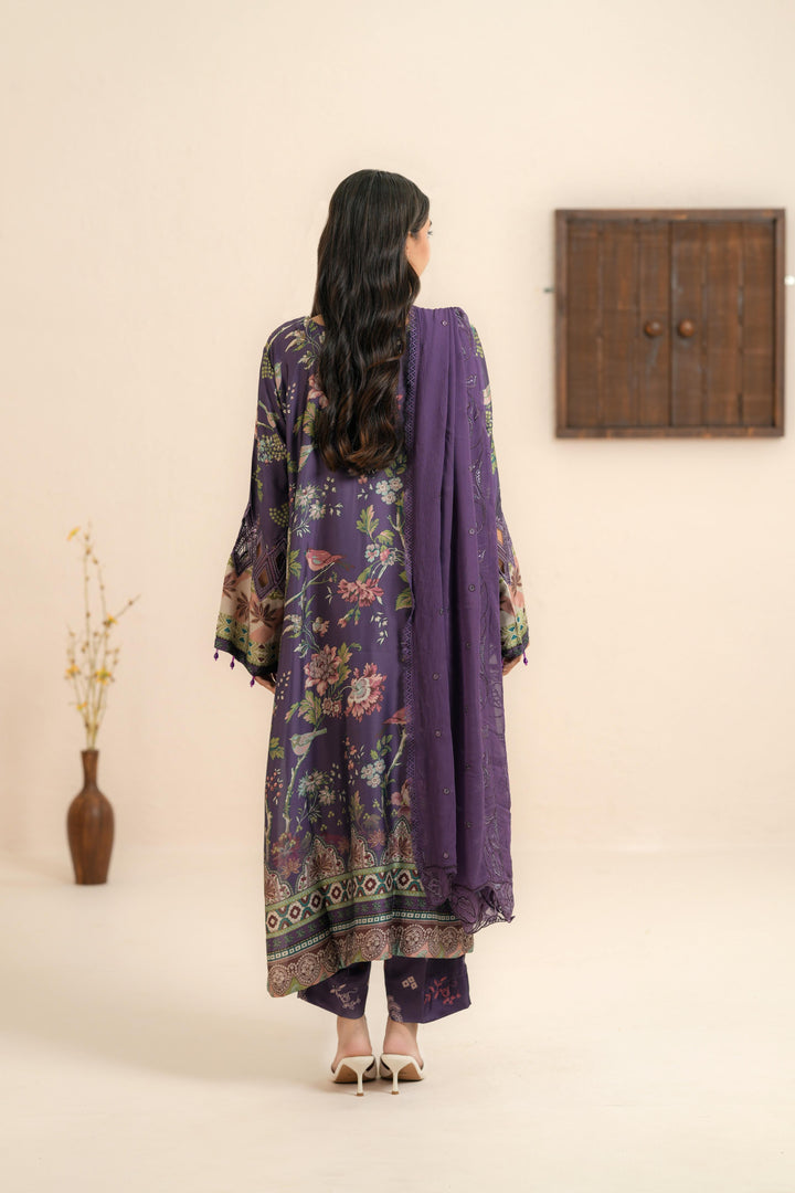 Silk Purple Stitched Suit - Nureh