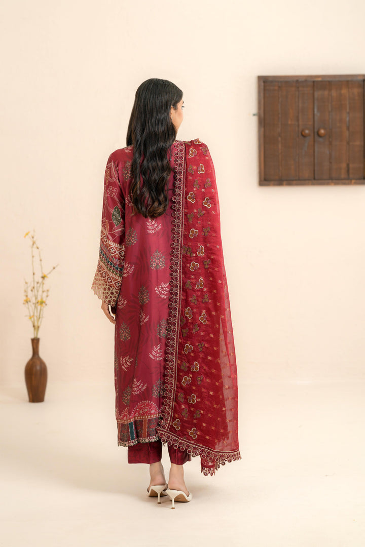 Silk Maroon Stitched Suit - Nureh