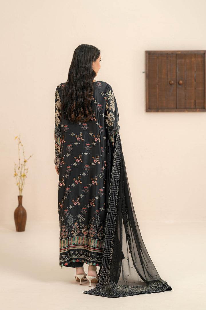 Silk Black Stitched Suit - Nureh
