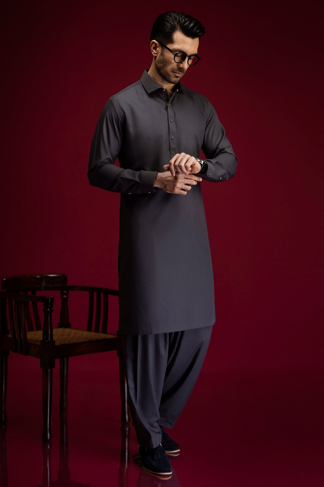 Blended Charcoal Shalwar Kameez - Cast & Crew