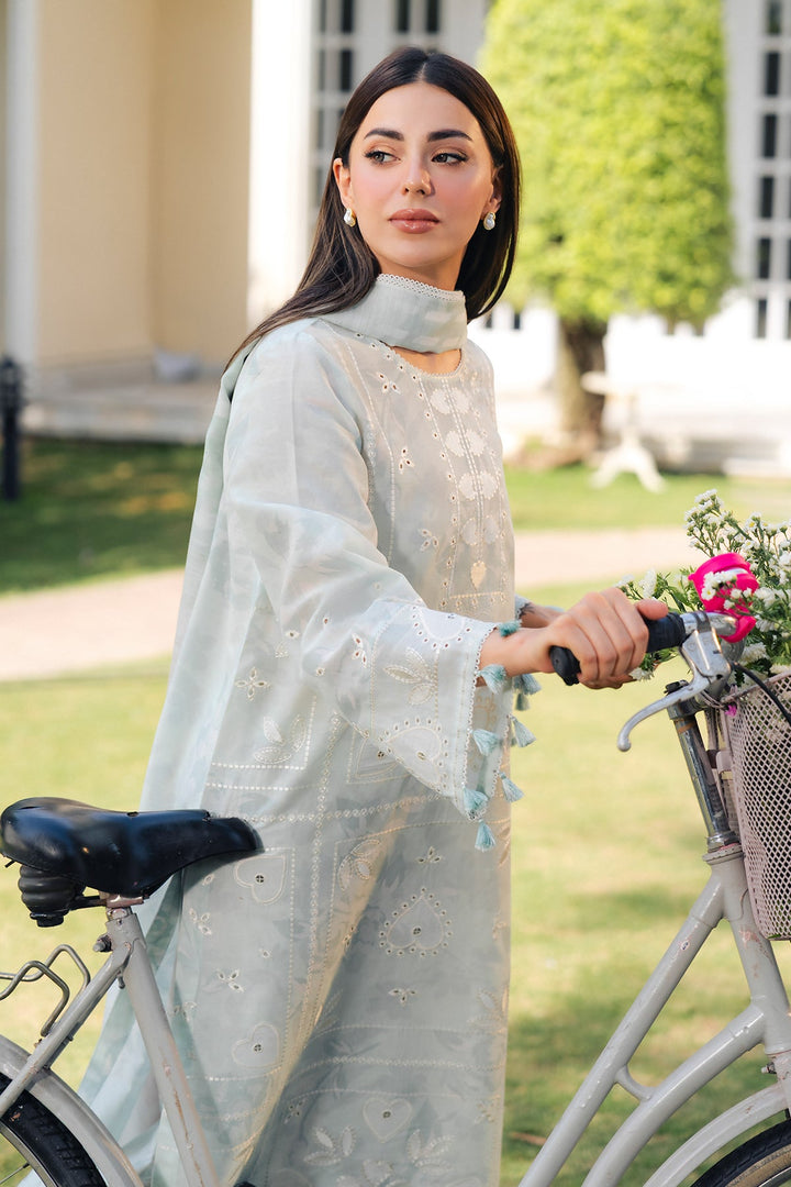 Embroidered Lawn Ice Blue Stitched Suit - Jazmin