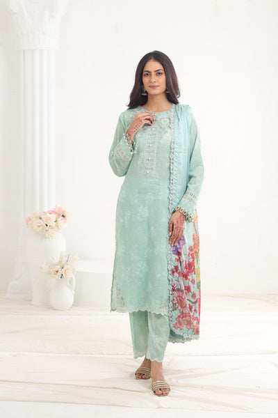 Sage - Farasha Seraya Stitched Lawn SS'24