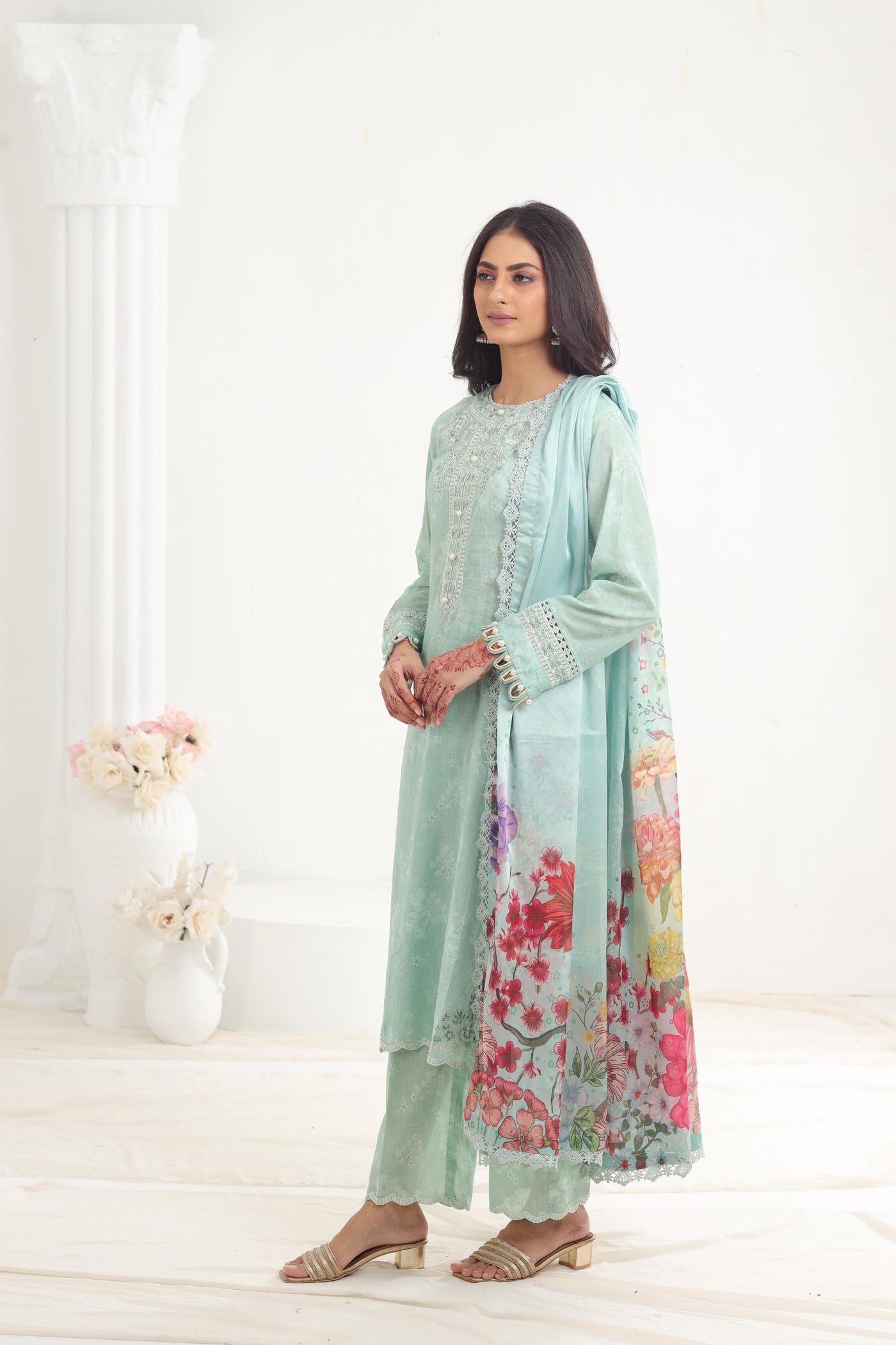 Sage - Farasha Seraya Stitched Lawn SS'24