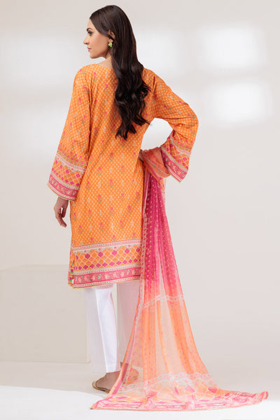 Lawn Orange 2 Piece Stitched Suit - Bonanza