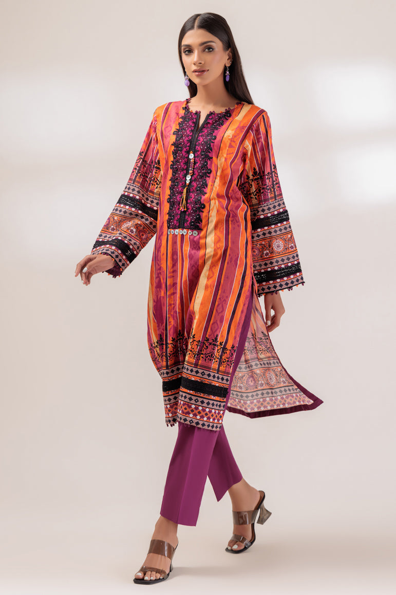 Lawn Orange 2 Piece Stitched Suit - Bonanza