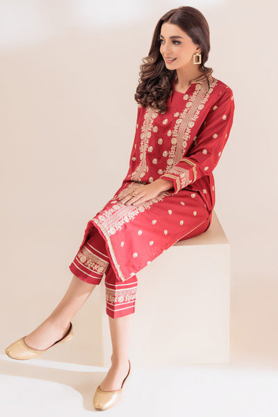 Cambric Red 2 Piece Stitched Suit - Bonanza